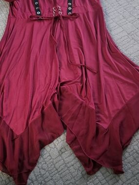 Lace-Up Handkerchief Hem Asymmetrical Skirt - Deep Wine